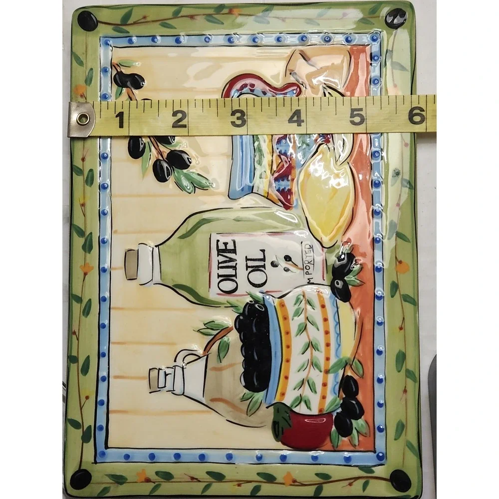 Ellen Crimi-Trent Ceramic Trivet La Cucina Olive's &‎ Oil Pattern 2003